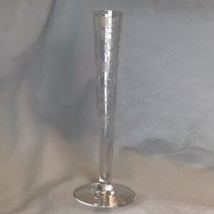 Vintage Hand Blown Rose-Etched Delicate Crystal Bud Vase